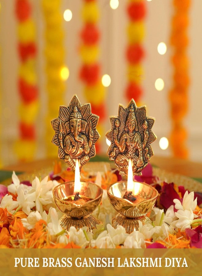 Behoma 100% Pure Brass Lakshmi Ganesh Diya for Puja | Laxmi Ganesh Samridhi Diya for Pooja Room, Tample, Mandir, Office, Diya for Home Decoration - Image 3